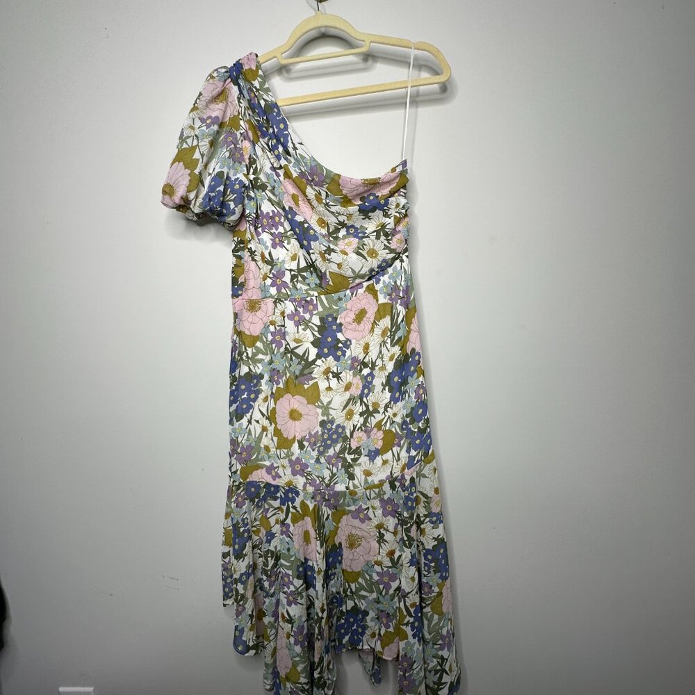 ASTR The Label Santorini One Shoulder Dress Off White Retro Floral Medium - Picture 5 of 5
